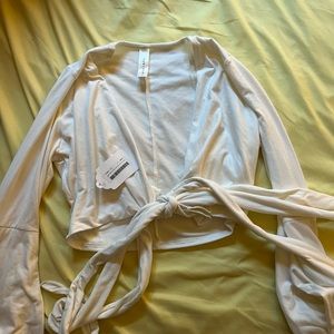 NWT Blue Blush Ruffle Bell Sleeve Long Sleeve Crop Top